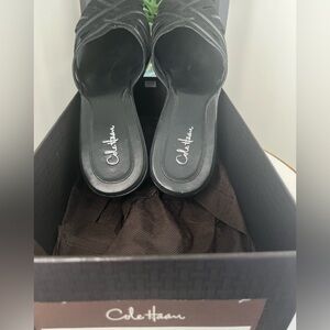 Cole Haan NEW Black Flat Mules with Crisscross Straps